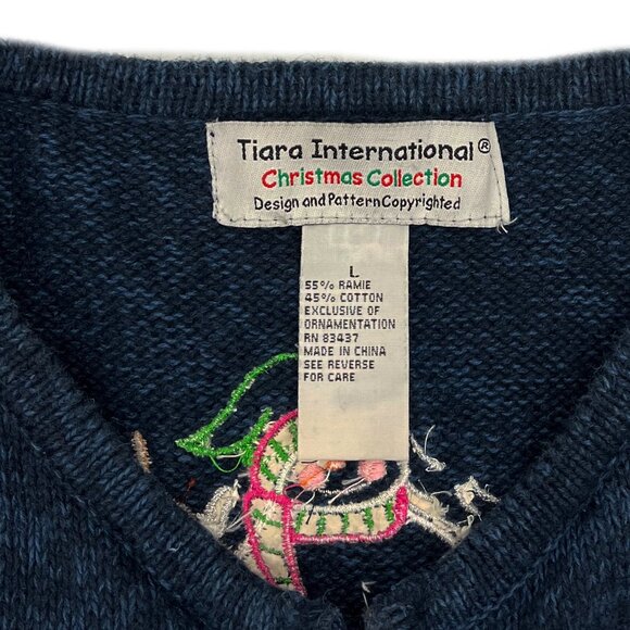 Tiara International Snowman Christmas Winter Sweater Cardigan Full Zip Womens L - Picture 6 of 7